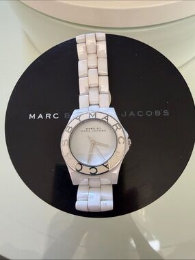 Marc by Marc Jacobs Glossy White Ceramic Bracelet Watch with Silver Accents